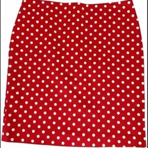 Talbots Red and White Polka Dot midi skirt